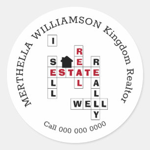 Sticker Rond Mot de passe élégant Je VENDS IMMOBILIER