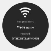 Sticker Rond Mot de passe réseau wifi client invité noir (Devant)