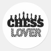 Sticker Rond Mot d'échecs Pièces noires Lover Board Design Moti (Devant)