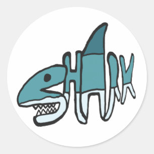 Sticker Rond Mot requin