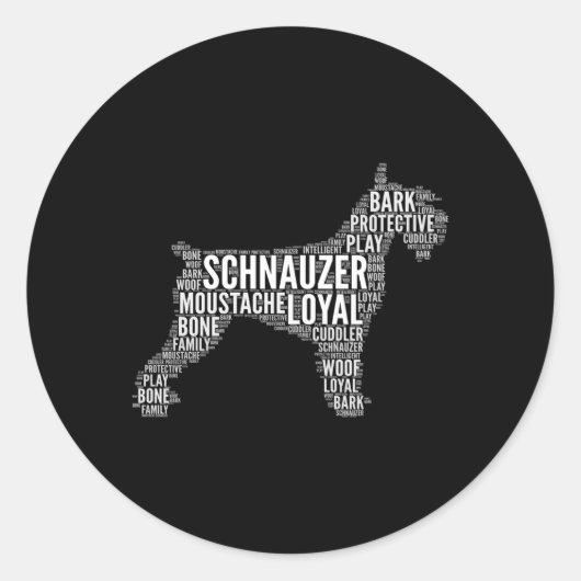 Sticker Rond Mot Schnauzer Mot Cloud Schnauzer Propriétaire du  (Devant)