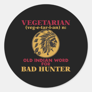 Sticker Rond Mot Végétarien Ancien Indien Pour Byd Hunter