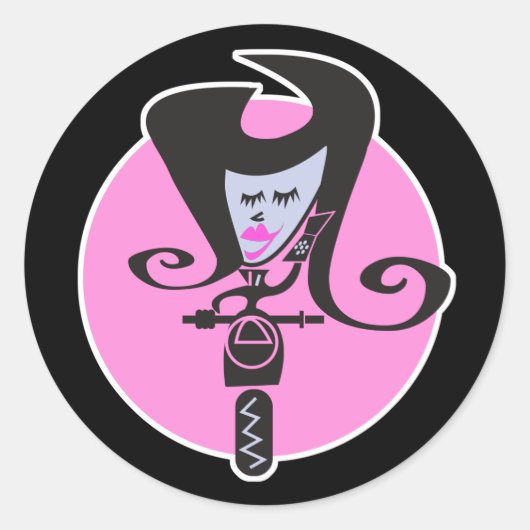 Sticker Rond motard chic scooter rétro (Devant)