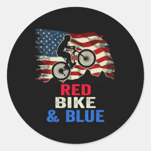 Sticker Rond Motard patriotique 4 juillet cyclisme drapeau amér