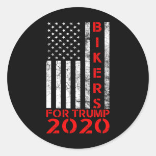 Sticker Rond Motards Pour Trump 2020 Drapeau Américain Conserva