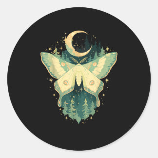 Sticker Rond Moth Fairycore Goblincore Whimsigoth Cottagecore