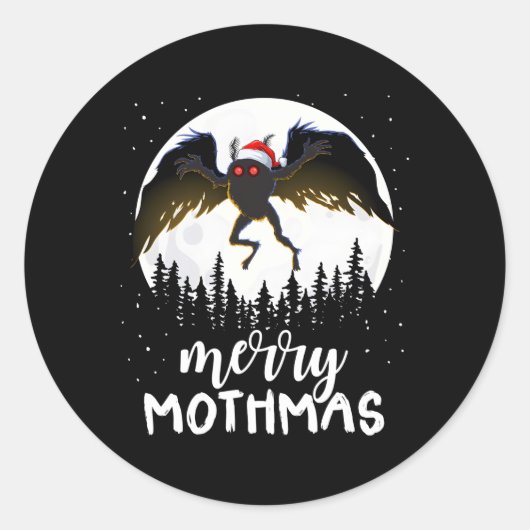 Sticker Rond Moth Merry Mothmas Déplaisant Folklore Cryptid (Devant)