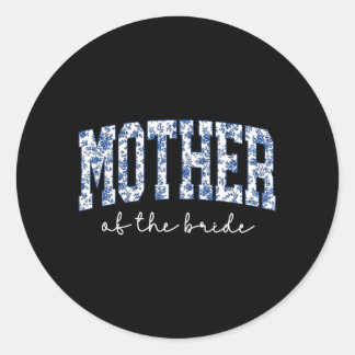 Sticker Rond Mother of The Bride Blue Floral Toile Matching
