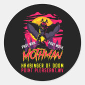 Sticker Rond Mothman Fun Cryptid Harbinger Part Homme Part Moth (Devant)