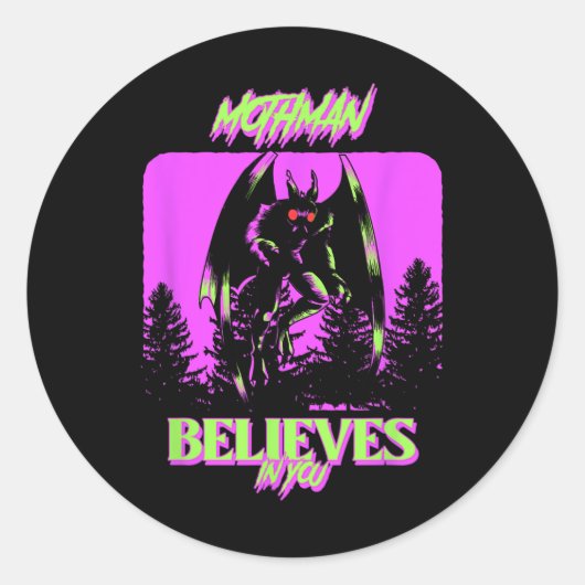 Sticker Rond Mothman - Mothman Croit En Vous (Devant)
