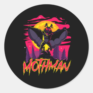 Sticker Rond Mothman Movie Fun Cryptid Halloween Myth Monster C