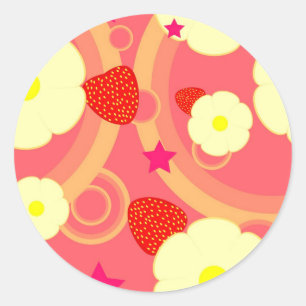 Sticker Rond Motif 2 de fraise