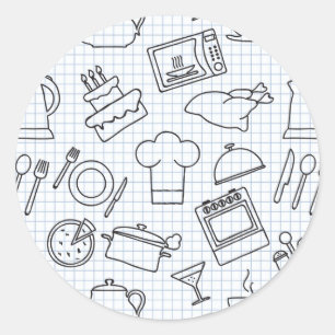 Sticker Rond Motif 4 de cuisine