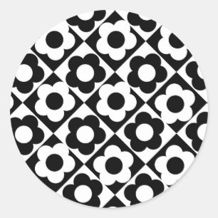 Sticker Rond Motif à bille en diamant noir et blanc
