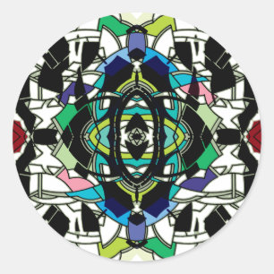 Sticker Rond Motif à carreaux