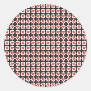 Sticker Rond Motif à carreaux en forme de croix avec des cœurs 