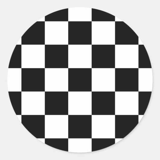 Sticker Rond Motif À damiers noir et blanc (Devant)