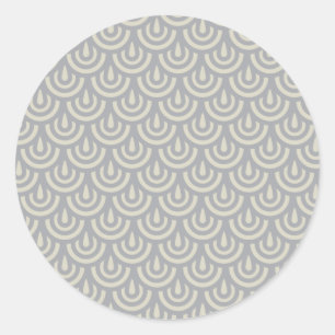 Sticker Rond Motif à l'échelle de poisson japonais en argent