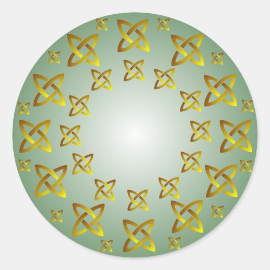 Sticker rond Motif à noeud celtique or et vert (Devant)