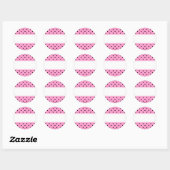 Sticker Rond Motif à points Polka rose et noir. (Feuille)