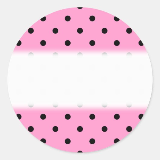 Sticker Rond Motif à points Polka rose et noir. (Devant)