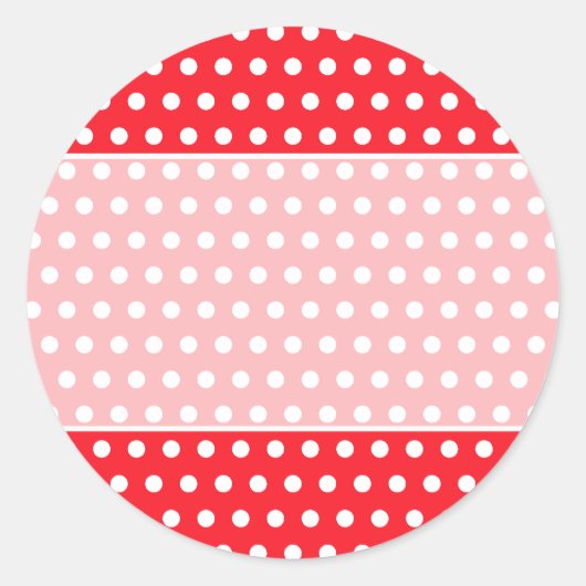 Sticker Rond Motif à points Polka rouge et blanc. Spotty. (Devant)
