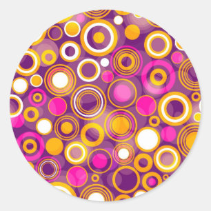 Sticker Rond Motif à points violet Polka