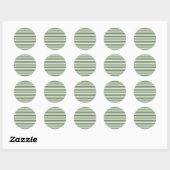Sticker Rond Motif à rayures modernes blanc et vert (Feuille)