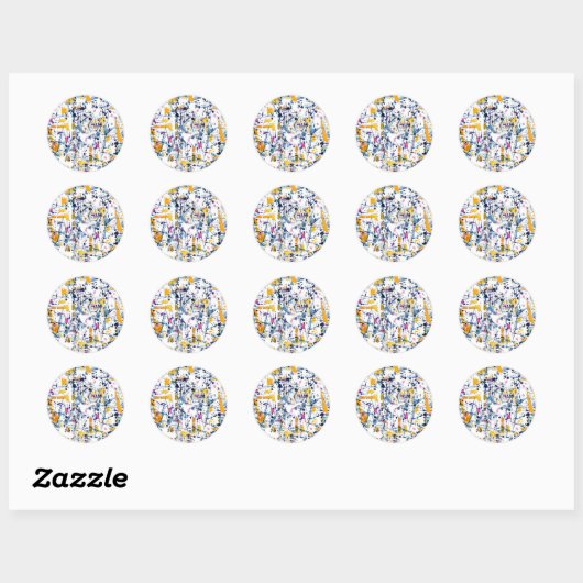 Sticker Rond motif Abstrait (Feuille)