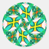Sticker Rond Motif Abstrait de fleurs vertes (Devant)