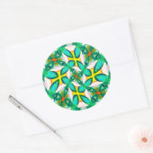 Sticker Rond Motif Abstrait de fleurs vertes (Enveloppe)