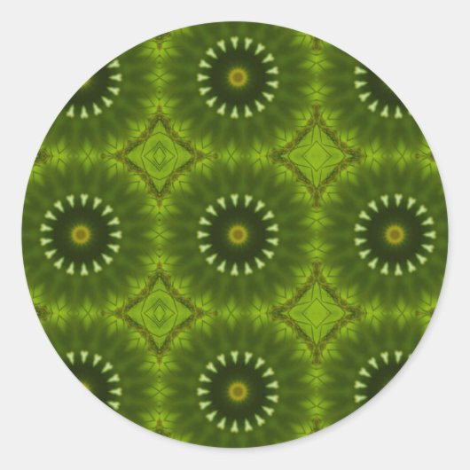 Sticker Rond Motif abstrait de kaléidoscope en soleil vert écla (Devant)