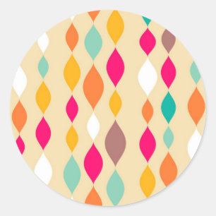 Sticker Rond motif abstrait de style rétro