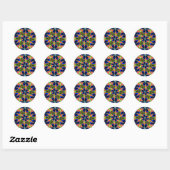 Sticker Rond Motif Abstrait Peacock Feathers (Feuille)