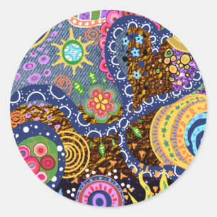Sticker Rond Motif abstrait psychédélique