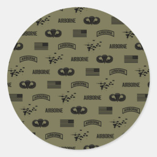 Sticker Rond Motif aéroporté (Vert)