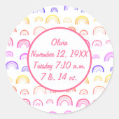 Sticker Rond Motif arc-en-ciel jaune rose pâle (Devant)
