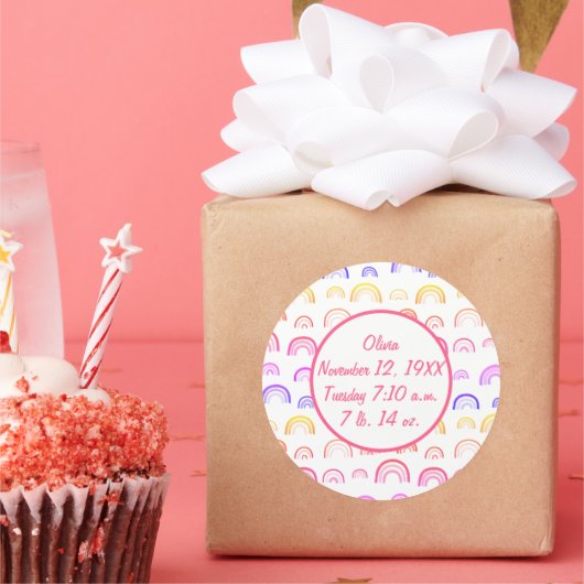 Sticker Rond Motif arc-en-ciel jaune rose pâle (Fête)