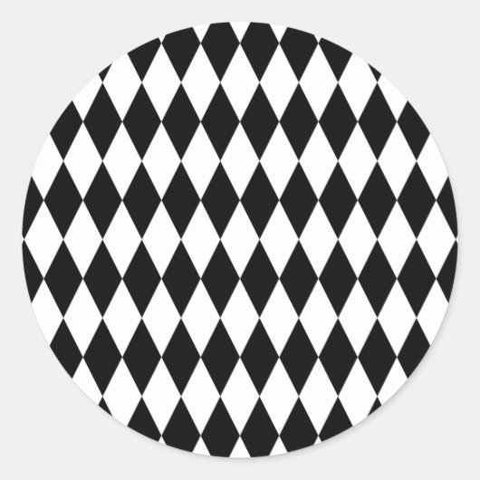Sticker Rond Motif arlequin Diamant Noir & Blanc (Devant)