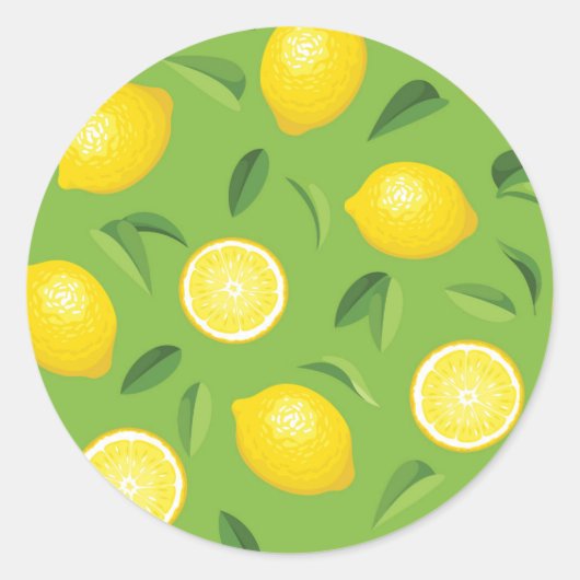Sticker Rond Motif Arrière - plan aux citrons (Devant)