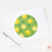 Sticker Rond Motif Arrière - plan aux citrons (Enveloppe)