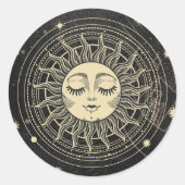 Sticker Rond Motif Astrologique Black Gold (Devant)