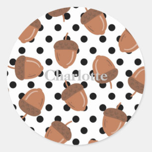 Sticker Rond Motif Automne Y2K Points Noirs Glands