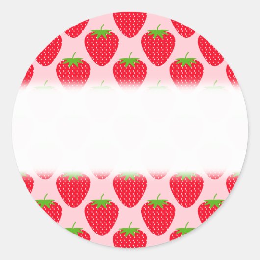 Sticker Rond Motif aux fraises roses et rouges. (Devant)