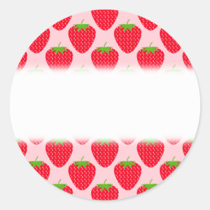 Sticker Rond Motif aux fraises roses et rouges.