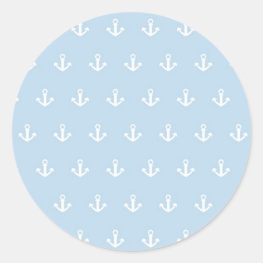 Sticker Rond Motif avec ancrages blancs sur bleu (Devant)