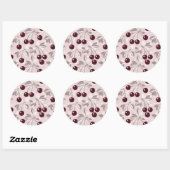 Sticker Rond Motif avec cerises 2 (Feuille)