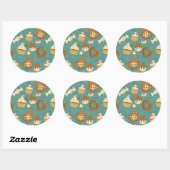 Sticker Rond Motif avec cupcakes et bonbons (Feuille)