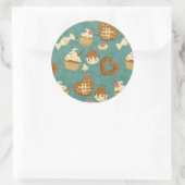 Sticker Rond Motif avec cupcakes et bonbons (Sac)