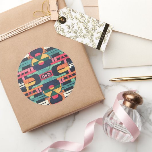 Sticker Rond Motif aztèque (Cadeaux)